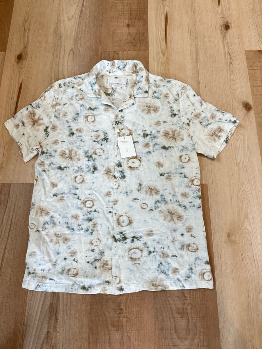 New Porter &Ash Linen Blend Floral Botton Down Shirt Men's L - Picture 1 of 14